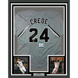 Framed Autographed/Signed Joe Crede 33x42 Chicago Grey Jersey Beckett BAS COA