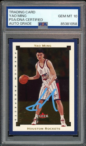 2002-03 Fleer Premium #112 Yao Ming RC Rookie On Card PSA/DNA Auto GEM MINT 10