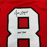 Framed Autographed/Signed Denis Savard HOF 2002 35x39 Chicago Red Jersey JSA COA