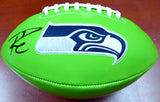 RUSSELL WILSON AUTOGRAPHED GREEN LOGO FOOTBALL SEATTLE SEAHAWKS RW HOLO 113614