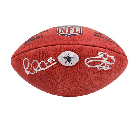 Emmitt Smith and Michael Irvin Signed Dallas Cowboys Wilson Logo Football