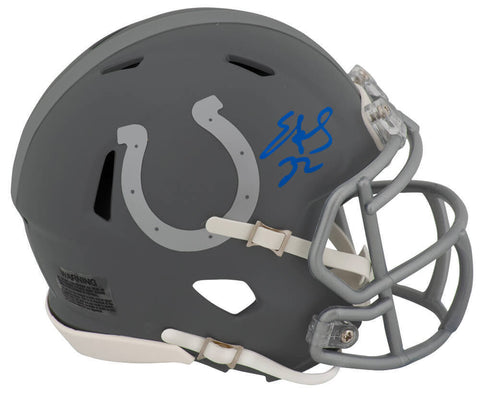 Edgerrin James Signed Colts SLATE Riddell Speed Mini Helmet - (SCHWARTZ COA)