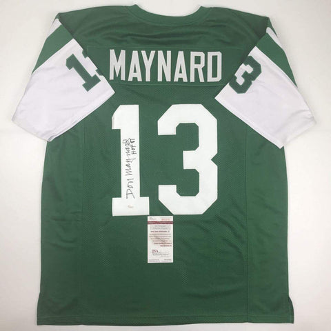 Autographed/Signed Don Maynard HOF 87 New York Green Football Jersey JSA COA