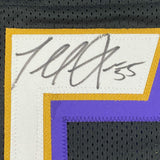 Framed Autographed/Signed Terrell Suggs 33x42 Baltimore Black Jersey JSA COA