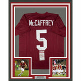 FRAMED Autographed/Signed CHRISTIAN MCCAFFREY 33x42 Stanford Red Jersey JSA COA