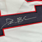 Framed Autographed/Signed Deion Sanders 33x42 Atlanta White Jersey BAS COA