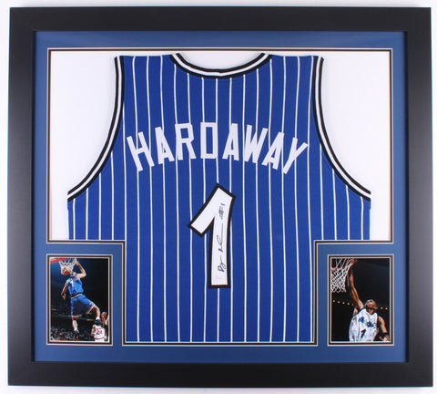 Penny Hardaway Signed Orlando Magic 31 x 35 Custom Framed Jersey (JSA COA)