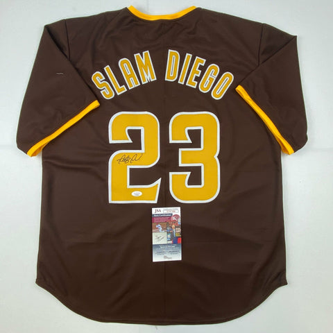 Autographed/Signed Fernando Tatis Jr. Slam Diego San Brown Jersey JSA COA