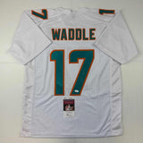 Autographed/Signed Jaylen Waddle Miami White Football Jersey JSA COA