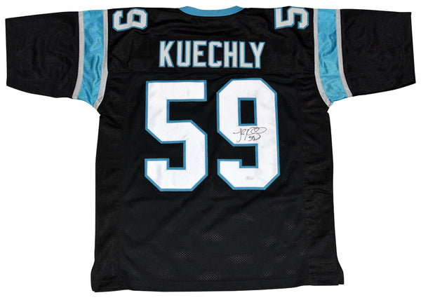 LUKE KUECHLY AUTOGRAPHED CAROLINA PANTHERS #59 BLACK JERSEY JSA