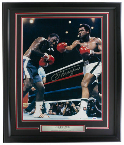 Joe Frazier Signed Framed 16x20 Boxing Photo vs. Ali PSA/DNA