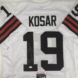 Autographed/Signed BERNIE KOSAR Cleveland White Football Jersey JSA COA Auto