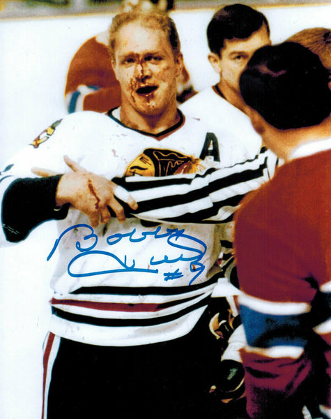 BOBBY HULL Signed Blackhawks Blood 8x10 Photo - SCHWARTZ