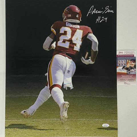 Autographed/Signed ANTONIO GIBSON Washington Football Team 16x20 Photo JSA COA 2