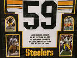 FRAMED JACK HAM AUTOGRAPHED SIGNED INSC PITTSBURGH STEELERS STAT JERSEY JSA COA