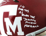 Johnny Manziel Signed A&M Maroon Speed Authentic F/S Helmet w/6 Insc- JSA W Auth