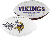 Vikings Adrian Peterson Signed White Panel Logo Football W/ Case BAS Witnessed