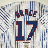 Autographed/Signed MARK GRACE Chicago Pinstripe Baseball Jersey JSA COA Auto