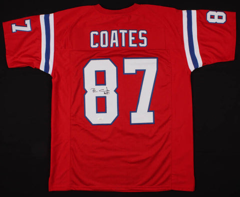 Ben Coates Signed New England Patriots Red Jersey (JSA COA) Super Bowl XXXV TE