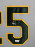 FRAMED IN SUEDE OAKLAND A'S MARK MCGWIRE AUTOGRAPHED SIGNED JERSEY JSA COA