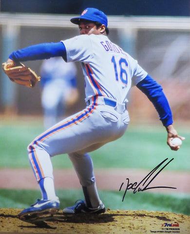 Dwight 'Doc' Gooden Signed New York Mets Pitching Action 8x10 Photo - SS COA