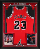 Michael Jordan Signed Red 1995-96 M&N HWC Authentic Framed Jersey BAS #AC33265