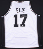 Mario Elie Signed San Antonio Spurs Jersey (JSA COA) 3xNBA Champion (94,95,99)