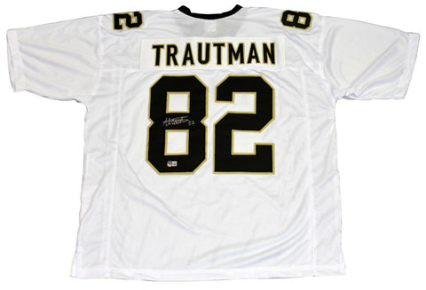 ADAM TRAUTMAN SIGNED AUTOGRAPHED NEW ORLEANS SAINTS #82 WHITE JERSEY BECKETT