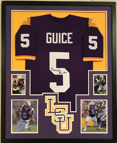 FRAMED DERRIUS GUICE AUTOGRAPHED SIGNED LSU TIGERS JERSEY JSA COA