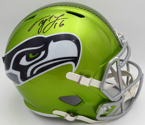 Tyler Lockett Autographed Green Flash Full Size Helmet Seahawks MCS Holo #82930