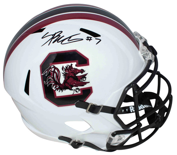 SPENCER RATTLER SIGNED SOUTH CAROLINA GAMECOCKS WHITE FULL SIZE HELMET BECKETT