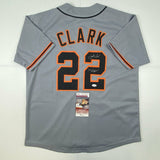 Autographed/Signed Jack Clark The Ripper San Francisco Grey Jersey JSA COA Auto