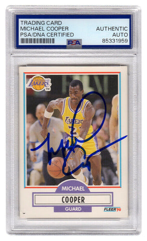 Michael Cooper Signed Lakers 1990-91 Fleer Trading Card #90 - (PSA Encapsulated)