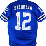 Roger Staubach Autographed Blue Pro Style Jersey-Beckett W Hologram *Black