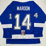 Autographed/Signed Pat Maroon Tampa Bay Blue Hockey Jersey JSA COA