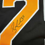 Framed Autographed/Signed Brandon Carlo 35x39 Boston Black Hockey Jersey JSA COA