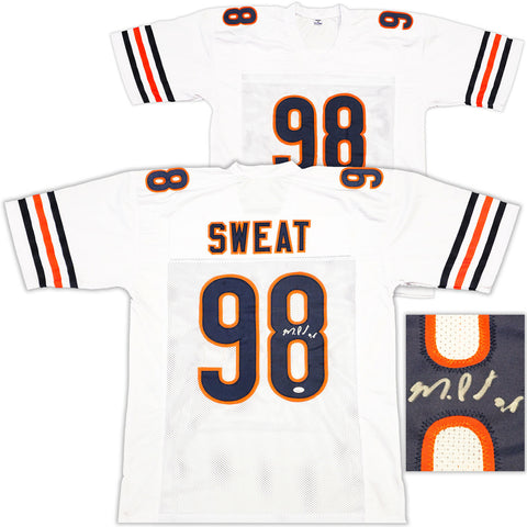 CHICAGO BEARS MONTEZ SWEAT AUTOGRAPHED SIGNED WHITE JERSEY JSA STOCK #233376