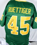 Rudy Ruettiger Signed Green College Style Jersey w/Never Quit- Beckett W Holo