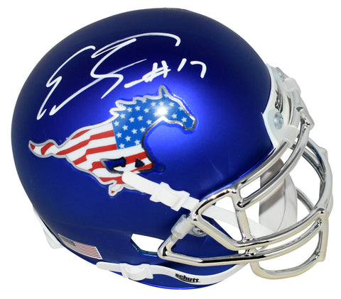 EMMANUEL SANDERS AUTOGRAPHED SMU MUSTANGS BLUE MINI HELMET BECKETT