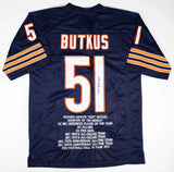 Dick Butkus Signed Chicago Bears Career Stat Jersey (Beckett COA) 8xPro Bowl L.B