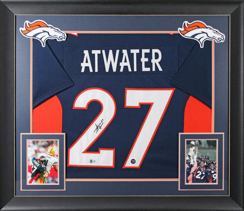 Steve Atwater Authentic Signed Navy Pro Style Framed Jersey BAS Witnessed