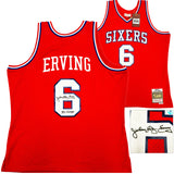 76ERS JULIUS DR. J ERVING AUTOGRAPHED MITCHELL & NESS JERSEY XL BECKETT 230252