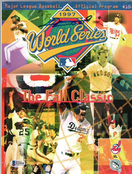 Livan Hernandez Autographed Florida Marlins 1997 World Series Program Beckett