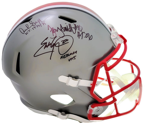 HEISMAN WINNERS AUTO OHIO STATE FLASH FULL SIZE HELMET 3 SIGS BECKETT 203900