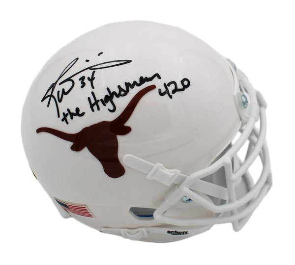 Ricky Williams Signed Texas Longhorns Schutt White Mini Helmet w "Heisman 420