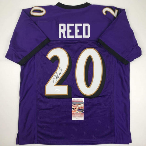 Autographed/Signed Ed Reed Baltimore Purple Football Jersey JSA COA