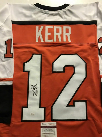 Autographed/Signed TIM KERR Philadelphia Orange Hockey Jersey JSA COA Auto