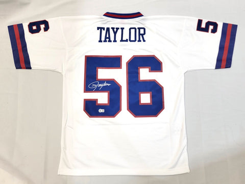 Lawrence Taylor Autographed New York Giants Mitchell & Ness White Jersey Beckett