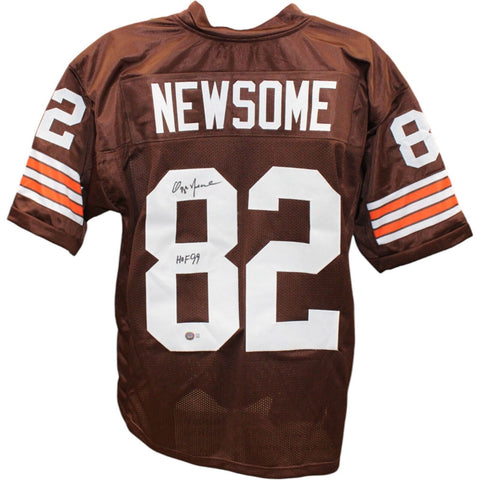 Ozzie Newsome Autographed/Signed Pro Style Brown Jersey HOF Beckett 44100