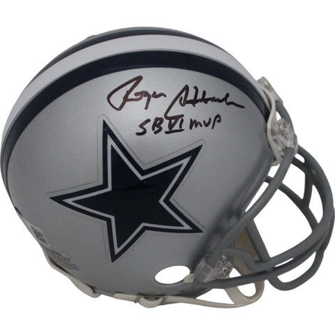 Roger Staubach Autographed Dallas Cowboys VSR4 Mini Helmet SB MVP Beckett 46595